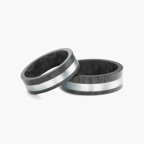 Obrączki ślubne: carbon, tytan, płaskie, 6 mm i 7 mm